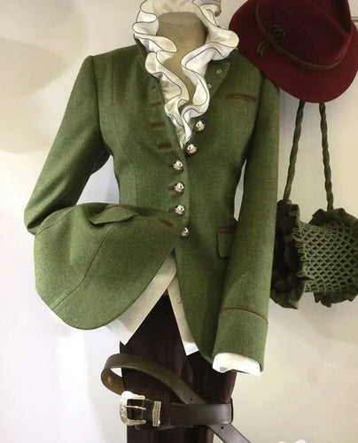 Drune | Olivegrüne Langarmjacke mit Einsätzen für Damen