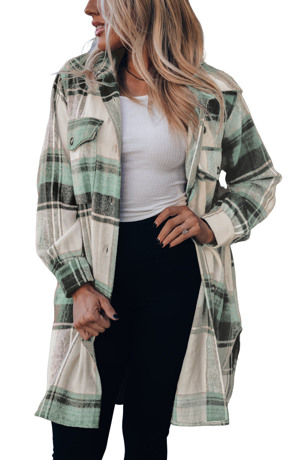 Drune | Lange Karierte Shirtjacke Baumwollmischung Stilvoll und Praktisch