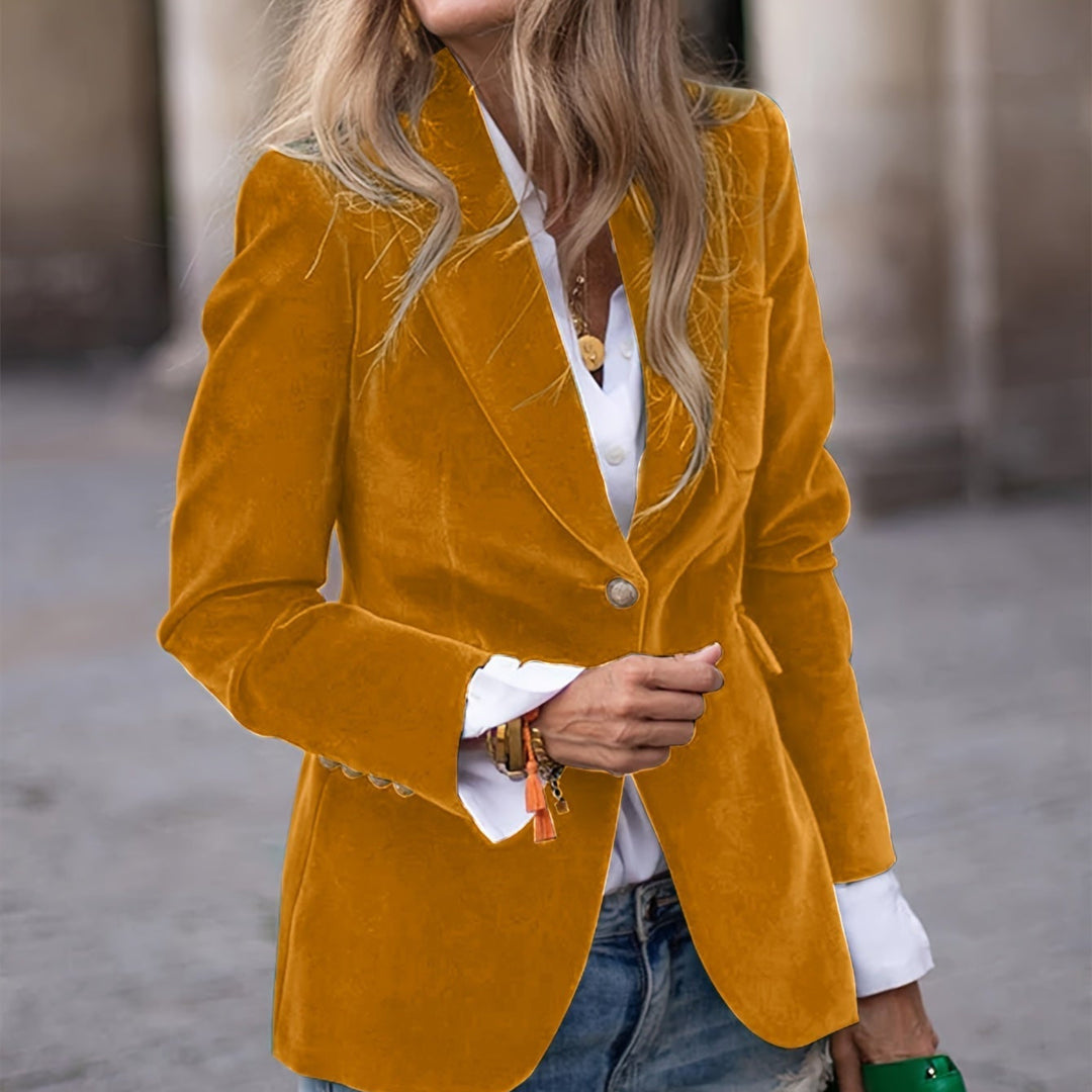 Drune | Damen Struktur Fit Blazer Ein-Knopf Verschluss