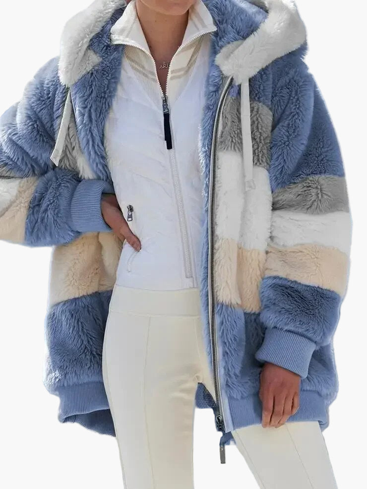 Drune | Winter Kapuzenjacke im Streifen-Design - Modische Freizeitjacke für kalte Tage