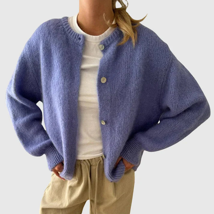 Drune | Damen Cashmere Cardigan mit Rundhalsausschnitt und Knopfverschluss