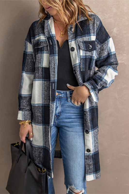 Drune | Strick Lange Lässige Tweed Karo Jacke