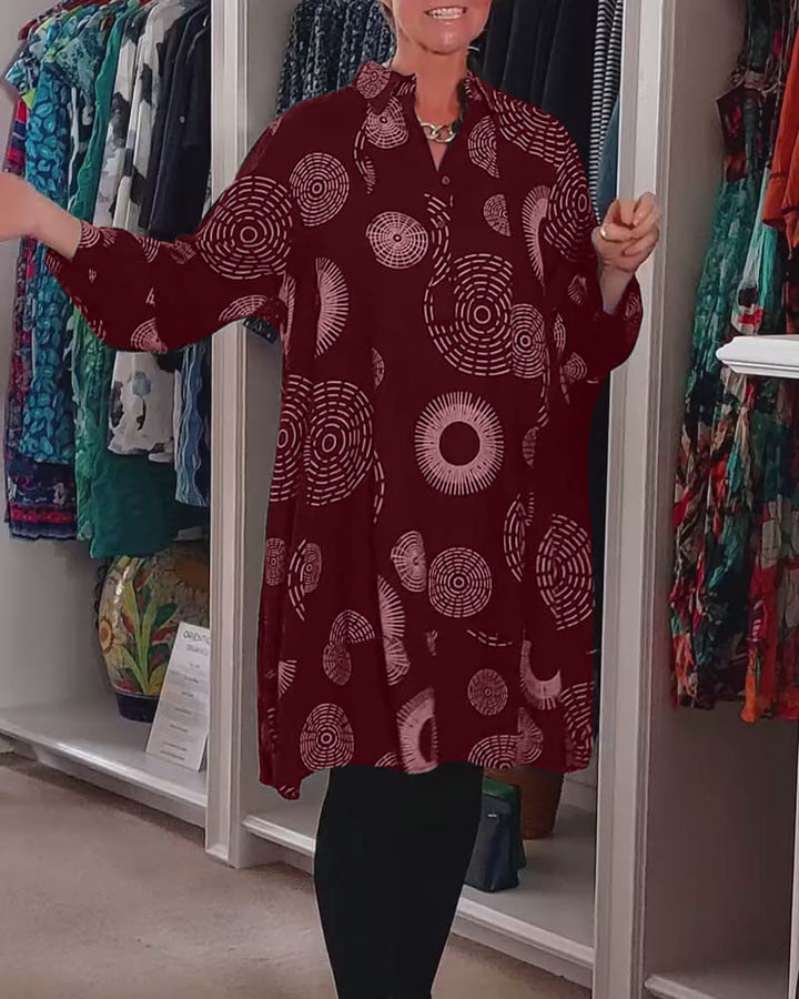 Drune | Kleid mit Revers und Geometrischem Print
