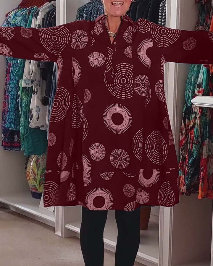 Drune | Kleid mit Revers und Geometrischem Print