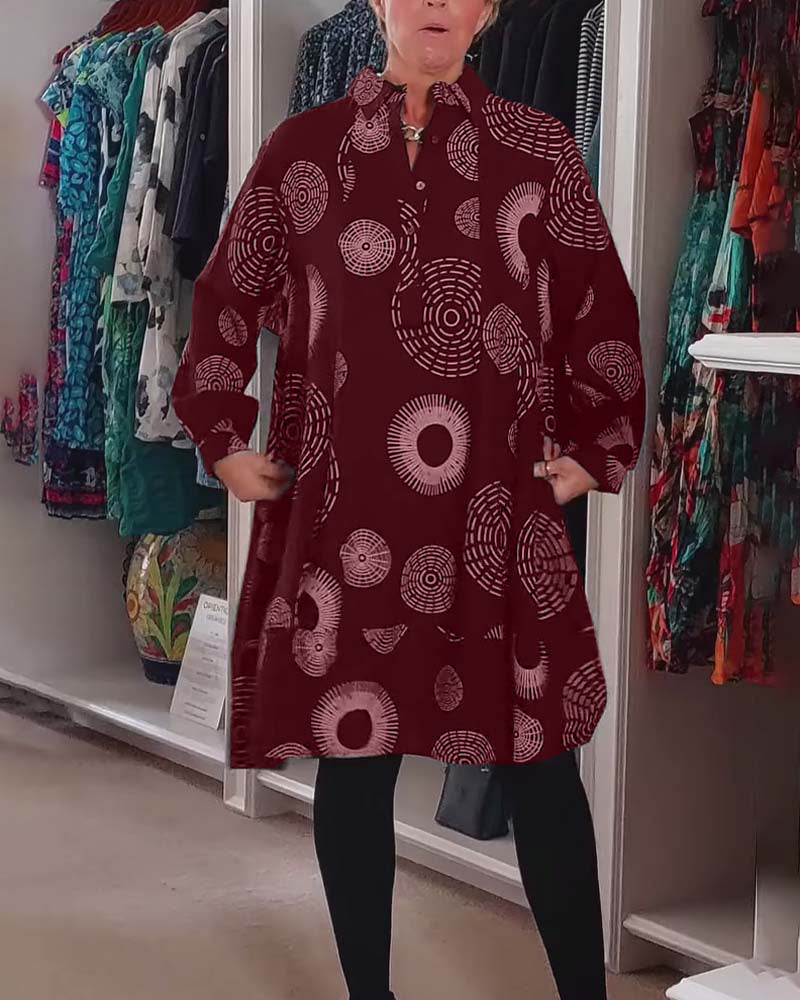 Drune | Kleid mit Revers und Geometrischem Print