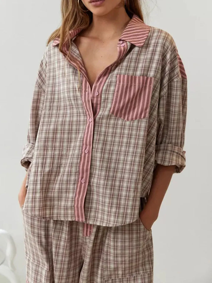 Drune | teilige lässige Pyjama-Set - entspannte Damen Schlafmode