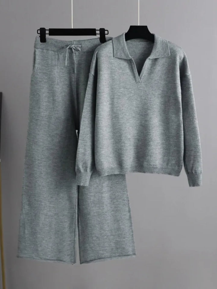 Drune | 2-Teiliges Set Für Damen Mit Oversize Trainingsanzug, Polokragen, Pullover Und Hose