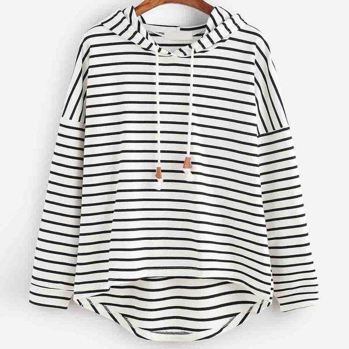 Drune | Kapuzenpullover Gestreiftes Design Bequeme Lockere Passform Langärmlig Freizeit