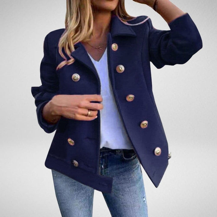 Drune | Peacoat Doppelreiher Taillierte Passform Breite Revers Elegante Knöpfe