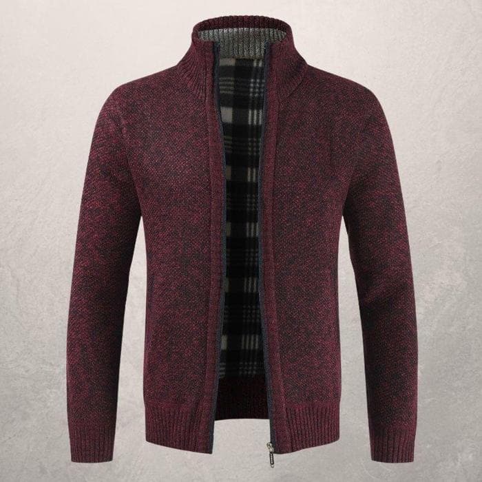 Drune | Strickjacke Reißverschluss Hoher Kragen Gefüttert Gerippte Bündchen Und Saum