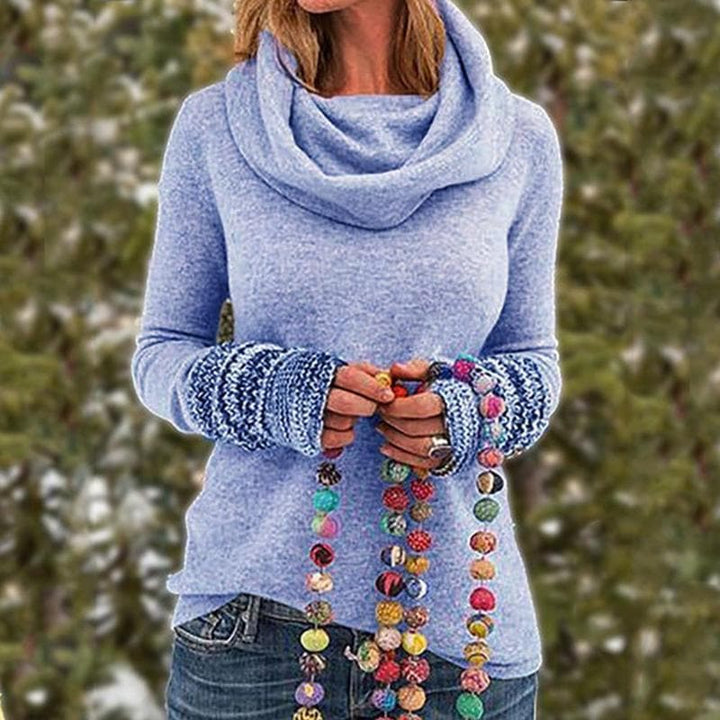 Drune | Wolle Cowl Neck Pullover Sweatshirt Lässiger Schnitt Pullover