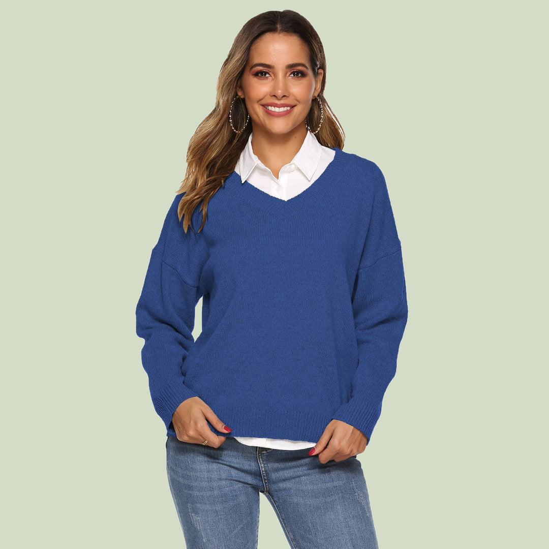 Drune | Strickpullover - V-Ausschnitt - Lockere Passform - Lange Ärmel - Weich und Bequem