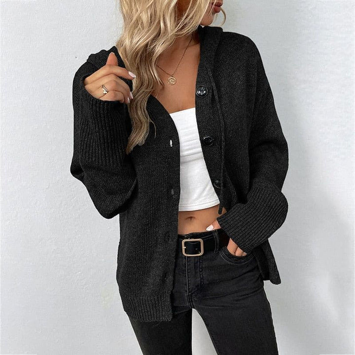 Drune | Weicher Strick Kapuzenpullover Strickjacke