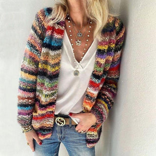 Drune | Bunt Wolle Damen Strickjacke