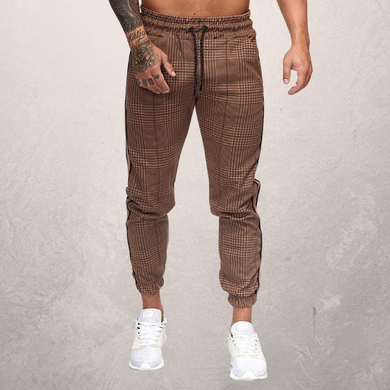 Drune | Jogginghose Slim Fit Elastischer Bund Mit Kordelzug Strukturiertes Material Seitenstreifen