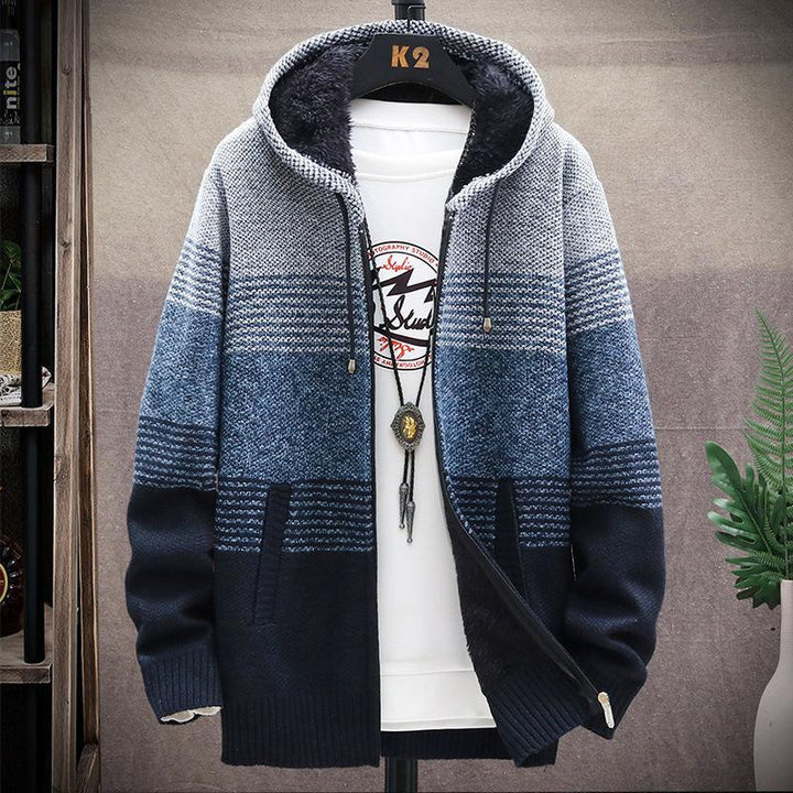 Drune | Strick Kapuzenpullover Reißverschluss Bequem Ribbed Bündchen Und Saum