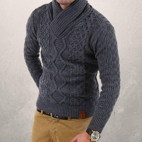 Drune | Wollschal Kragen Pullover Kabelstrick Winterpullover