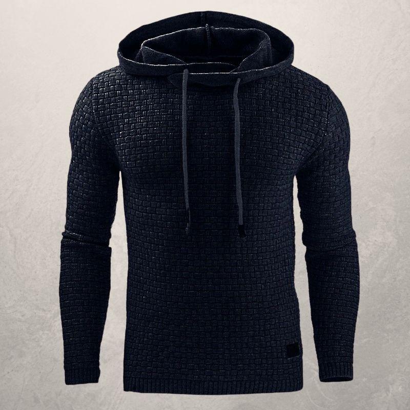 Drune | Slim Fit Kapuzenpullover Korbmuster Strick Kapuzenpullover