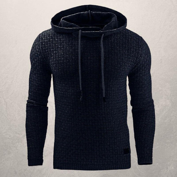 Drune | Slim Fit Kapuzenpullover Korbmuster Strick Kapuzenpullover