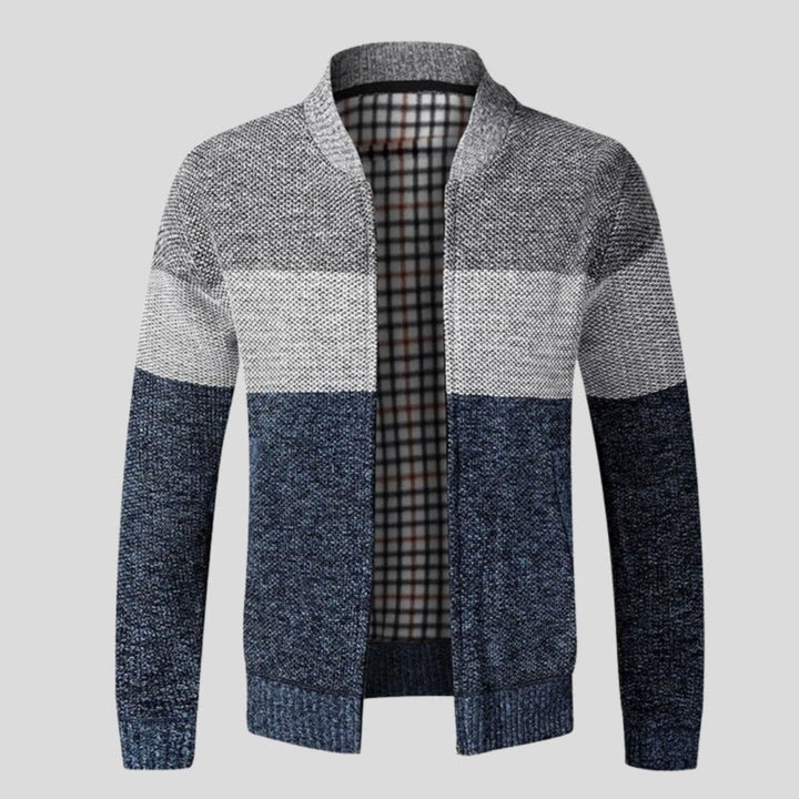 Drune | Strickjacke Reißverschluss Gerippter Kragen, Bündchen Und Saum Bequeme Passform