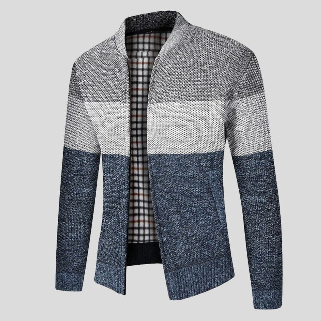 Drune | Strickjacke Reißverschluss Gerippter Kragen, Bündchen Und Saum Bequeme Passform