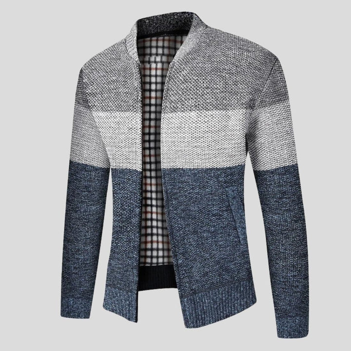 Drune | Strickjacke Reißverschluss Gerippter Kragen, Bündchen Und Saum Bequeme Passform