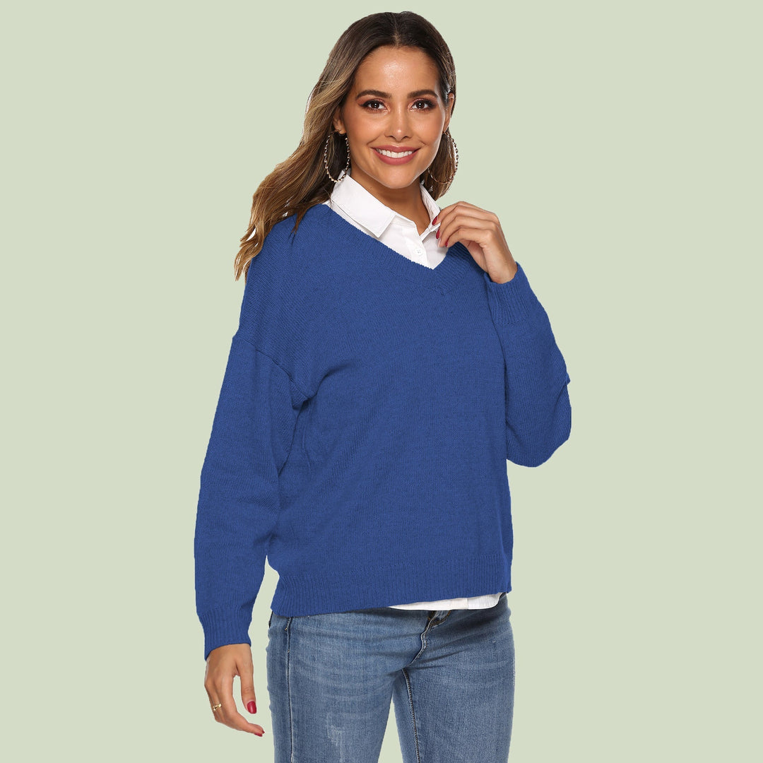 Drune | Strickpullover - V-Ausschnitt - Lockere Passform - Lange Ärmel - Weich und Bequem