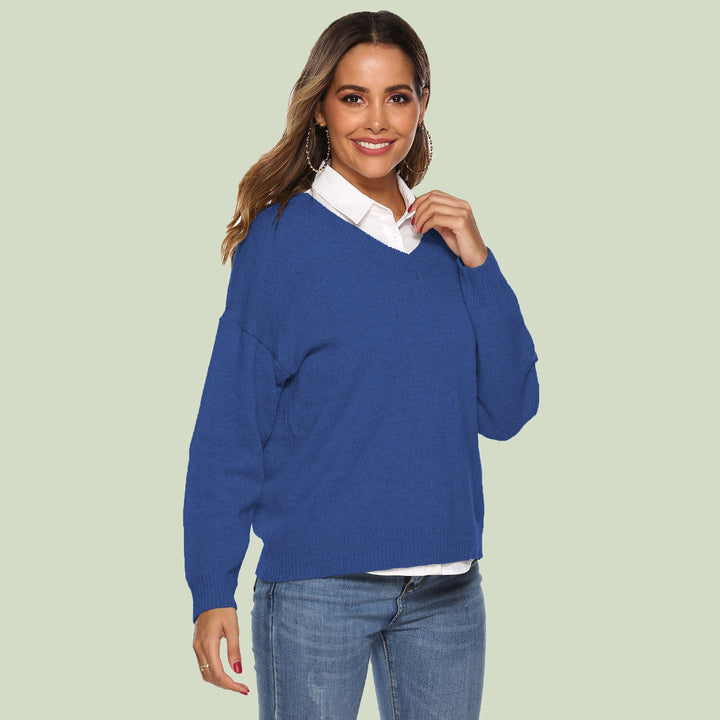 Drune | Strickpullover - V-Ausschnitt - Lockere Passform - Lange Ärmel - Weich und Bequem