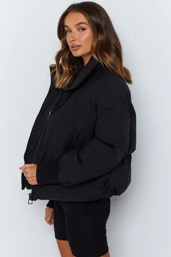 Drune | Pufferjacke Gestepptes Design Übergroß Passform Hoher Kragen Gepolstert Und Warm