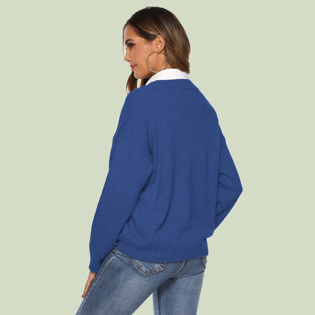Drune | Strickpullover - V-Ausschnitt - Lockere Passform - Lange Ärmel - Weich und Bequem