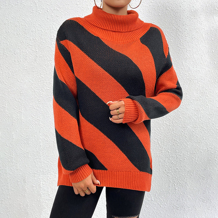 Drune | Strickpullover mit Diagonalen Streifen Akryl/baumwolle Rollkragen