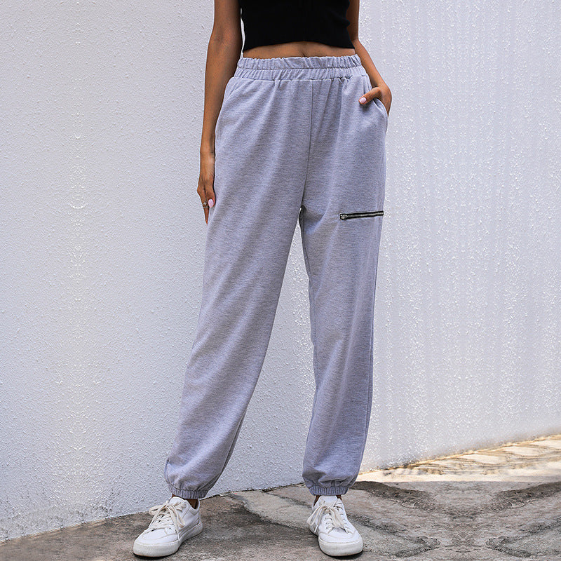 Damen sportliche Freizeithose mit elastischem Taillenzug und praktischen Taschen Drune