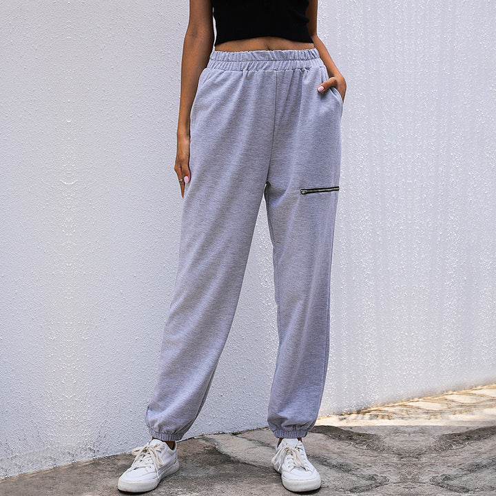 Damen sportliche Freizeithose mit elastischem Taillenzug und praktischen Taschen Drune