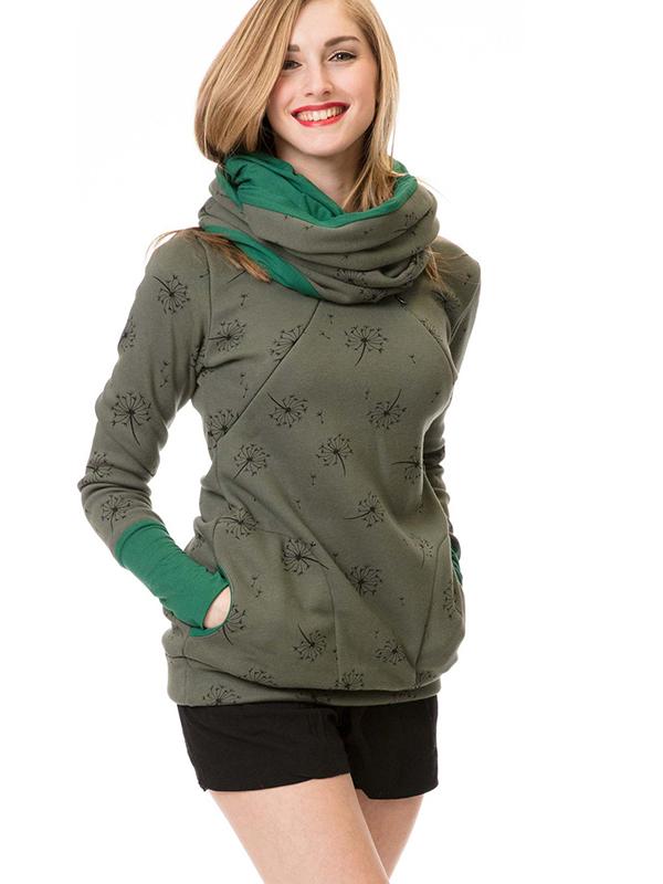 Drune Schwangerschafts-Chaps, Krankenschwester-Sweatshirts, Blumendruck, Taschen, Reißverschluss, Stillkleidung