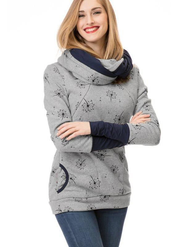 Drune Schwangerschafts-Chaps, Krankenschwester-Sweatshirts, Blumendruck, Taschen, Reißverschluss, Stillkleidung