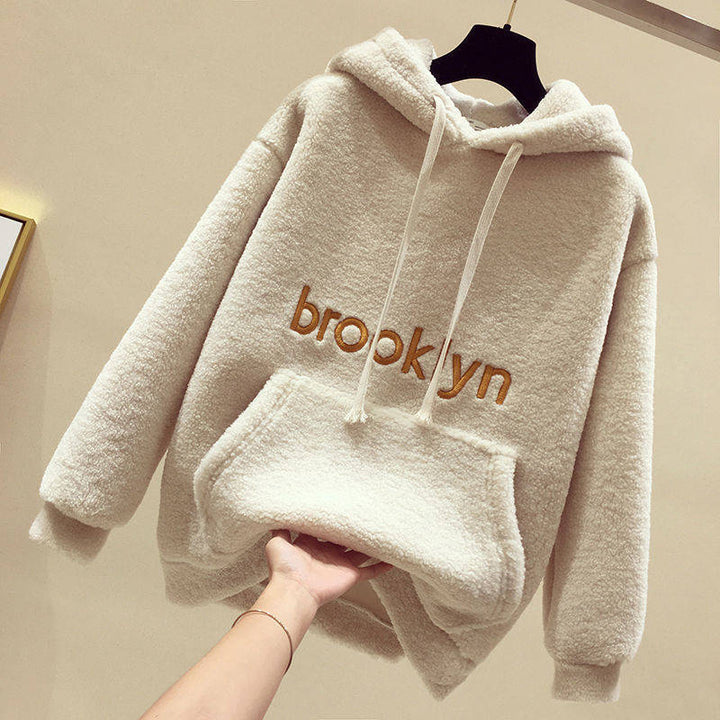 Damen Kuscheliger Fleece Hoodie mit Kängurutasche Drune