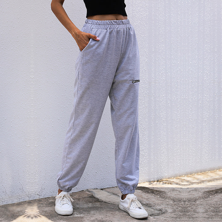 Damen sportliche Freizeithose mit elastischem Taillenzug und praktischen Taschen Drune