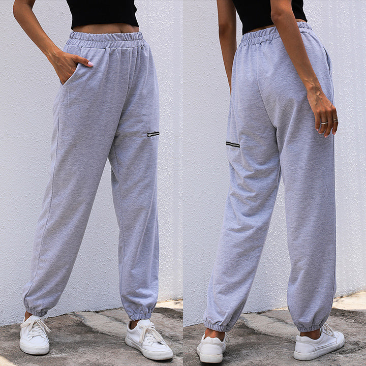 Damen sportliche Freizeithose mit elastischem Taillenzug und praktischen Taschen Drune