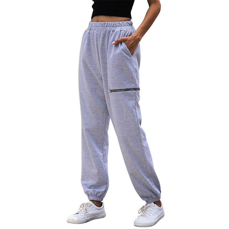 Damen sportliche Freizeithose mit elastischem Taillenzug und praktischen Taschen Drune