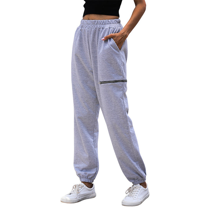 Damen sportliche Freizeithose mit elastischem Taillenzug und praktischen Taschen Drune