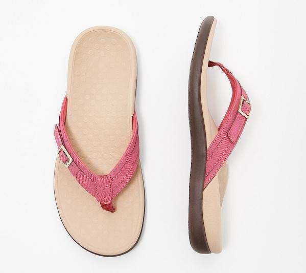 Damen nan verstellbare Zehensteg-Pantolette aus Textil mit gepolstertem Komfortfußbett Drune