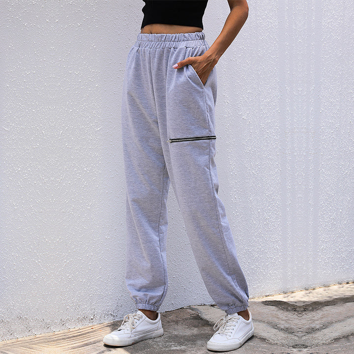 Damen sportliche Freizeithose mit elastischem Taillenzug und praktischen Taschen Drune