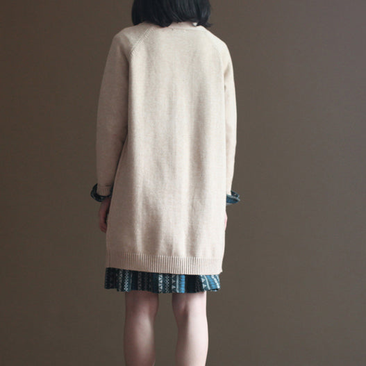 Drune | Herbstschokolade der Kaninchen Wollmischung gestrickte Cardigans Vintage Plus Size Pullover Mäntel
