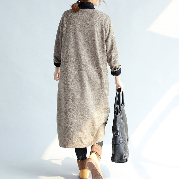 Drune | Vintage-Taschen khaki Baumwolle lange Cardigans Übergröße lange Ärmel Trenchcoats