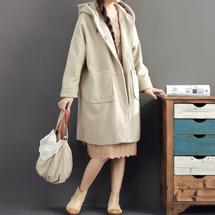 Drune | Winter leicht gelb Wollmäntel Übergröße Kapuzen eleganter Trenchcoat