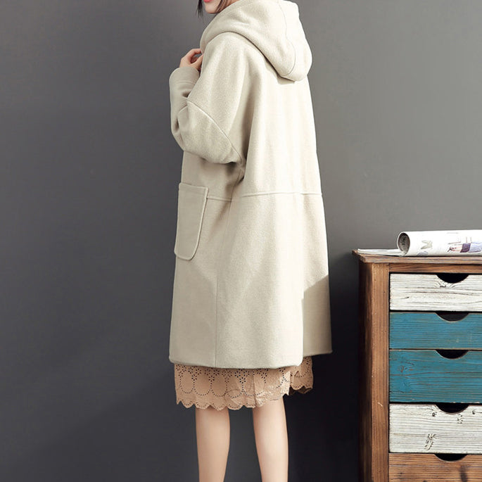Drune | Winter leicht gelb Wollmäntel Übergröße Kapuzen eleganter Trenchcoat