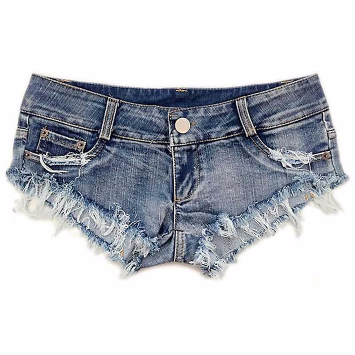 Drune | Hellblaue Low Waist Micro Mini Denim Shorts