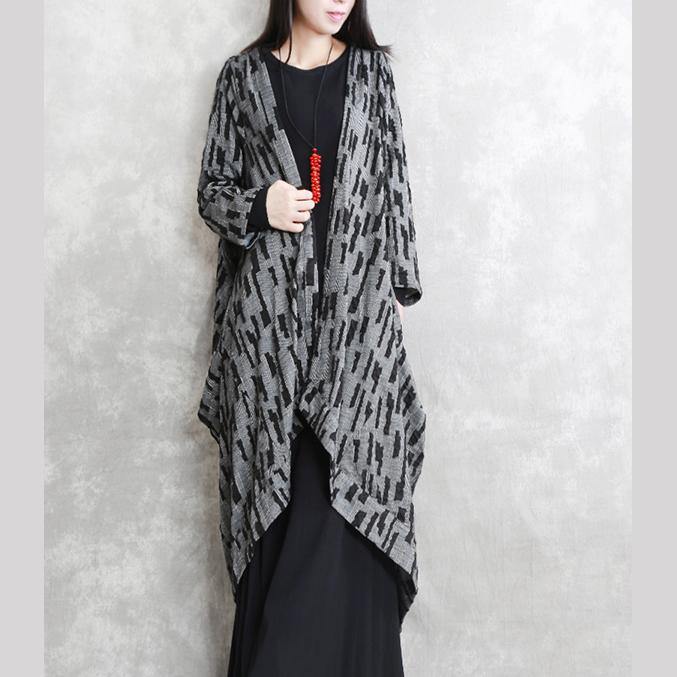 Drune | dunkelgraue Mäntel oversized asymmetrischer Wintermantel Mode langärmelig Patchwork lange Mäntel