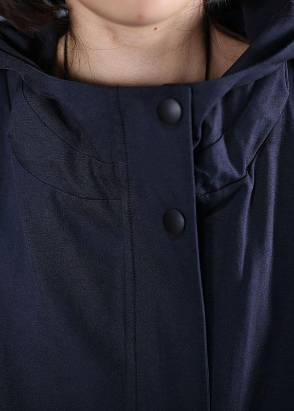 Drune | Oversize langer Mantel blau Kapuzen ärmellose Jacken