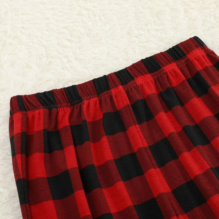 Drune | Rot und Schwarze Karierte Weihnachts-Pyjama-Set mit "Jesus ist der Grund für die Jahreszeit" Textdruck